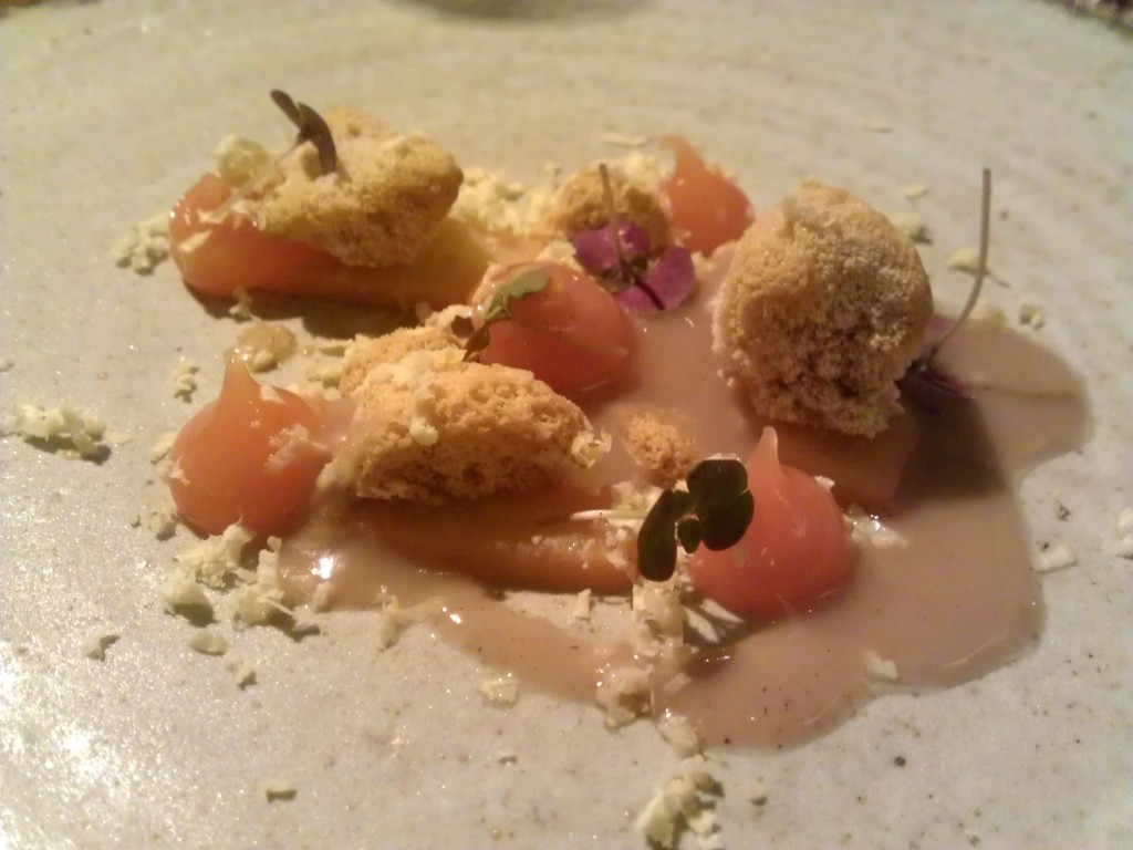 Honeycomb with quince, chestnut, and perilla