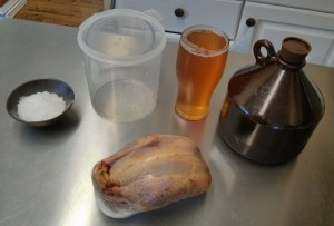 Preparing to brine pheasant