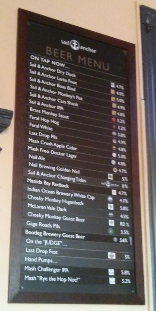Sail & Anchor's impressive draught beer list