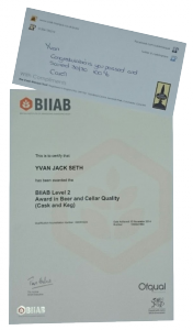 My BIIAB ABCQ certificate & note