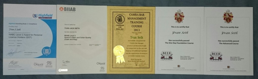 Beer Certificate Collection